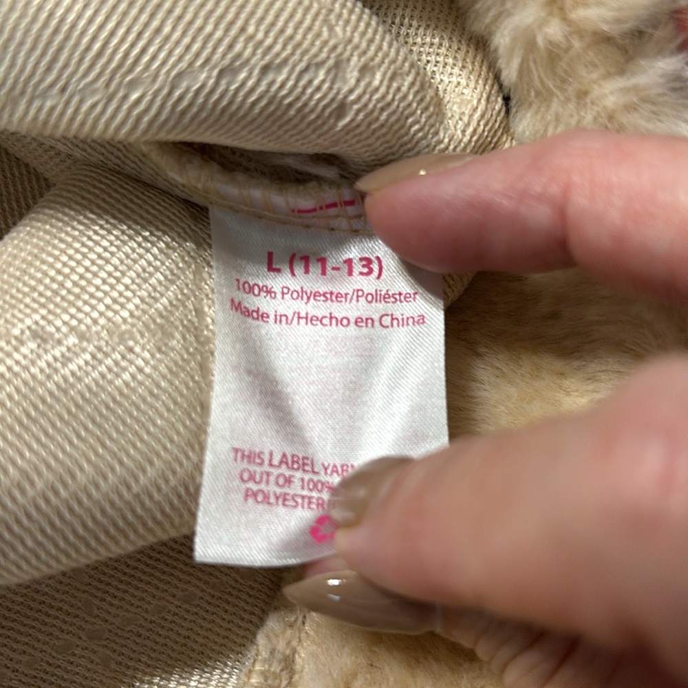 NWT - No Boundaries Tan/Cream Quilted Faux Fur 1/2 Zip Pullover Size L - Picture 7 of 11